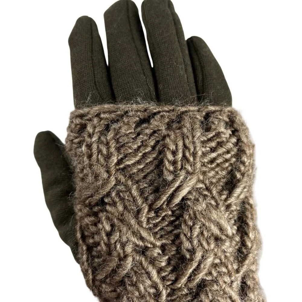 Brown Fitted Gloves With Knitted Crochet Soft Liner Functional & Stylish Designe